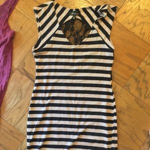 Striped dress with sexy lace back